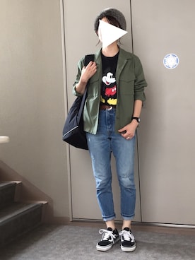 「ミッキーT」｜「アイテム（ミリタリージャケット）」を使った、TESCOさん（レディース・157cm）の春コーディネート