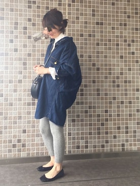 「mercibeaucoup,（メルシーボークー）のアイテム（シャツワンピース）」を使った、TESCOさん（レディース・158cm）の春コーディネート