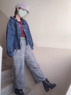 「AS KNOW AS PINKY（アズノゥアズピンキー）のアイテム（デニムジャケット）」を使った、ぽんさん（レディース・163cm）の冬コーディネート
