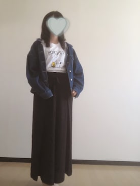 「AS KNOW AS PINKY（アズノゥアズピンキー）のアイテム（デニムジャケット）」を使った、ぽんさん（レディース・163cm）の春コーディネート