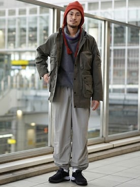 「BEAMS（ビームス）のアイテム（ブルゾン）」を使った、BEAMS MENさん（メンズ・180cm）の冬コーディネート