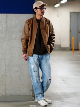 「BEAMS（ビームス）のアイテム（ブルゾン）」を使った、BEAMS MENさん（メンズ・183cm）の冬コーディネート