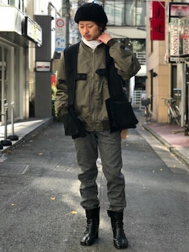 「GRILLO（グリーロ）のアイテム」を使った、BEAMS MENさん（メンズ・166cm）の冬コーディネート