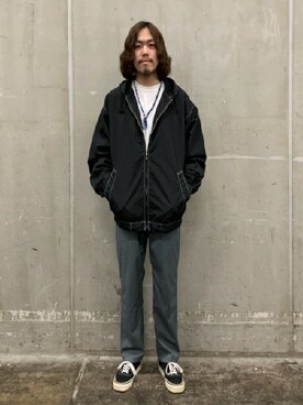 「Gramicci（グラミチ）のGRAMICCI × BEAMS / 別注 テーパード スラックス（スラックス）」を使った、BEAMS MENさん（メンズ・168cm）の冬コーディネート
