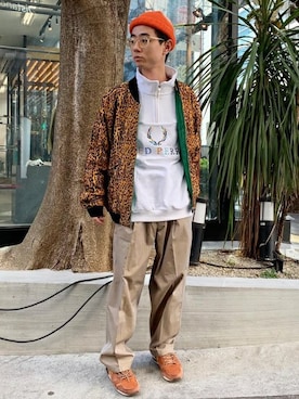 「BEAMS（ビームス）のアイテム（帽子）」を使った、BEAMS MENさん（メンズ・163cm）の冬コーディネート