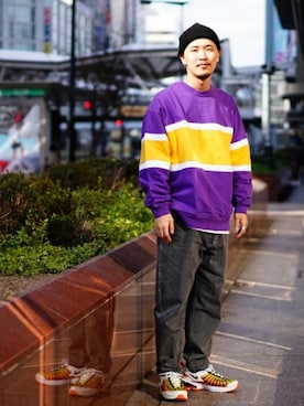 「BEAMS（ビームス）のアイテム（スウェット）」を使った、BEAMS MENさん（メンズ・178cm）の冬コーディネート