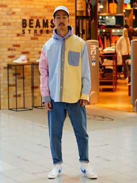「BEAMS（ビームス）のBEAMS / ルーズシルエット パーカ（パーカー）」を使った、BEAMS MENさん（メンズ・176cm）の春コーディネート