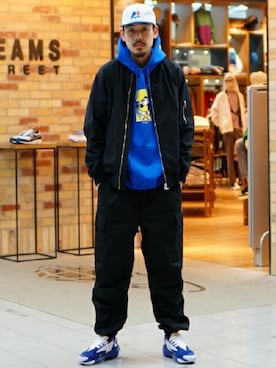「BEAMS（ビームス）のアイテム（MA-1）」を使った、BEAMS MENさん（メンズ・175cm）の春コーディネート