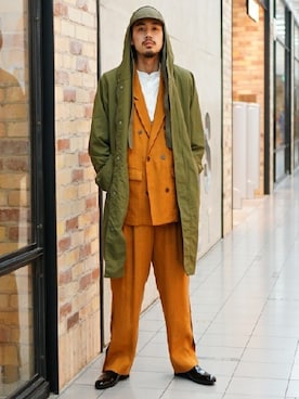 「BEAMS（ビームス）のアイテム（ステンカラーコート）」を使った、BEAMS MENさん（メンズ・175cm）の春コーディネート