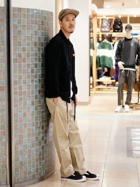 「UNIVERSAL OVERALL（ユニバーサルオーバーオール）のアイテム（ブルゾン）」を使った、BEAMS MENさん（メンズ・178cm）の春コーディネート