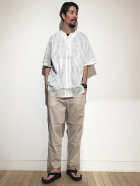 「DANTON（ダントン）のアイテム（パンツ）」を使った、BEAMS MENさん（メンズ・183cm）の春コーディネート