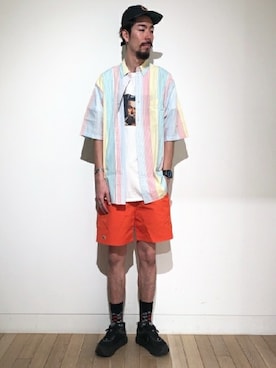 「LACOSTE（ラコステ）のアイテム（キャップ）」を使った、BEAMS MENさん（メンズ・183cm）の春コーディネート