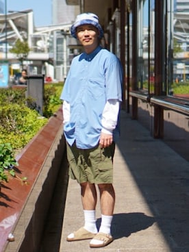 「BEAMS（ビームス）のアイテム（ハット）」を使った、BEAMS MENさん（メンズ・178cm）の春コーディネート