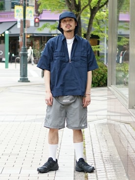 「BEAMS（ビームス）のアイテム（帽子）」を使った、BEAMS MENさん（メンズ・175cm）の夏コーディネート