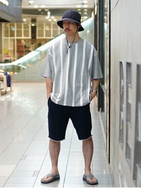 「BEAMS PLUS（ビームスプラス）のアイテム（帽子）」を使った、BEAMS MENさん（メンズ・177cm）の夏コーディネート