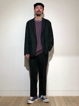 「BEAMS（ビームス）のアイテム（スラックス）」を使った、BEAMS MENさん（メンズ・183cm）の秋コーディネート