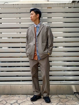 「BEAMS（ビームス）のアイテム（スラックス）」を使った、BEAMS MENさん（メンズ・178cm）の秋コーディネート