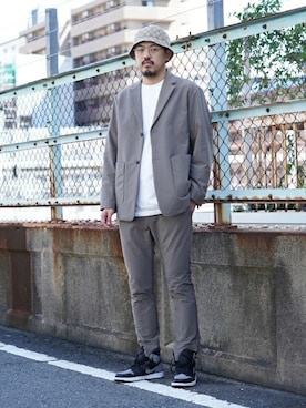 「BEAMS（ビームス）のアイテム（スラックス）」を使った、BEAMS MENさん（メンズ・182cm）の秋コーディネート