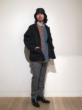 「UNIVERSAL OVERALL（ユニバーサルオーバーオール）のアイテム（その他アウター）」を使った、BEAMS MENさん（メンズ・166cm）の秋コーディネート