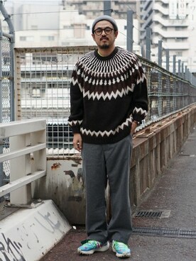 「BEAMS（ビームス）のアイテム（スラックス）」を使った、BEAMS MENさん（メンズ・182cm）の冬コーディネート