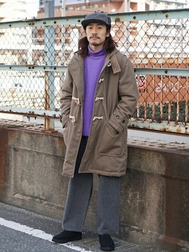 「MANEBU（マネブ）のアイテム（ローファー）」を使った、BEAMS MENさん（メンズ・175cm）の冬コーディネート