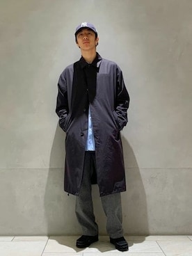 「BEAMS（ビームス）のアイテム（ステンカラーコート）」を使った、BEAMS MENさん（メンズ・178cm）の冬コーディネート