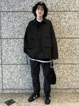「BEAMS（ビームス）のBEAMS / ルーズ ミリタリーブルゾン（ミリタリージャケット）」を使った、BEAMS MENさん（メンズ・172cm）の冬コーディネート