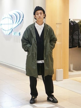 「BEAMS（ビームス）のアイテム（モッズコート）」を使った、BEAMS MENさん（メンズ・175cm）の春コーディネート
