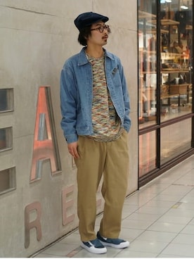 「LEE」｜「アイテム（キャスケット）」を使った、BEAMS MENさん（メンズ・183cm）の春コーディネート