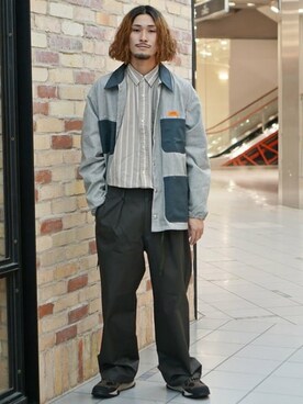 「ヒッコリー」｜「アイテム（ブルゾン）」を使った、BEAMS MENさん（メンズ・180cm）の春コーディネート