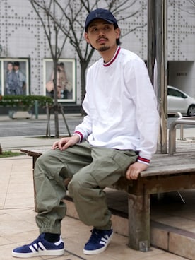 「BEAMS（ビームス）のアイテム（キャップ）」を使った、BEAMS MENさん（メンズ・175cm）の春コーディネート