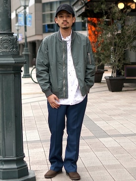 「BEAMS（ビームス）のアイテム（MA-1）」を使った、BEAMS MENさん（メンズ・175cm）の春コーディネート