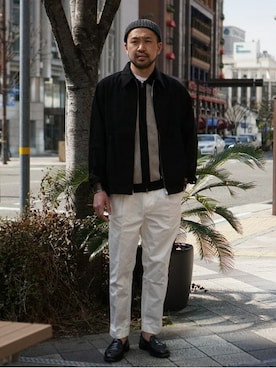 「ジップブルゾン」｜「アイテム（ブルゾン）」を使った、BEAMS MENさん（メンズ・171cm）の春コーディネート