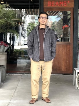 「ジップブルゾン」｜「アイテム（ブルゾン）」を使った、BEAMS MENさん（メンズ・169cm）の春コーディネート