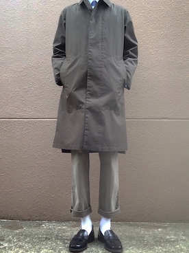 「UNIQLOU」｜「アイテム（チェスターコート）」を使った、Takuさん（メンズ・185cm）の冬コーディネート