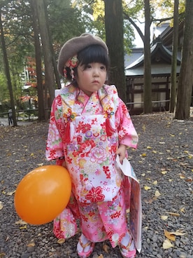 「七五三」｜「アイテム（ハンチング/ベレー帽）」を使った、masuさん（キッズ・100cm）の秋コーディネート