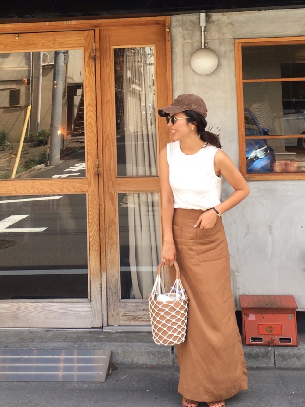A MON GOUT Mesh-Leather-Basket ブラック A MON GOUT（アモング