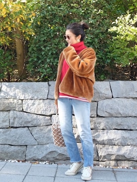 「BLACK BY MOUSSY（ブラックバイマウジー）のアイテム（その他アウター）」を使った、sayakaさん（レディース・160cm）の冬コーディネート