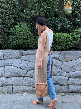 「GAP（ギャップ）のアイテム（ビーチサンダル）」を使った、sayakaさん（レディース・160cm）の夏コーディネート