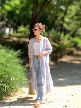 「GAP（ギャップ）のアイテム（ビーチサンダル）」を使った、sayakaさん（レディース・160cm）の夏コーディネート