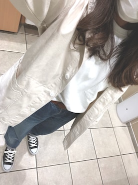 「アイテム（カバーオール、ホワイト系）」を使った、まさん（レディース・153cm）の秋コーディネート