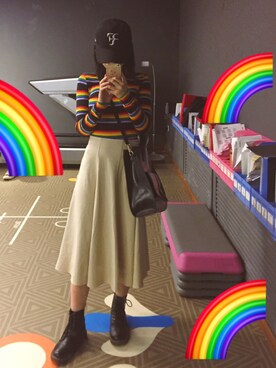 「MONKI（モンキ）のアイテム（Tシャツ/カットソー）」を使った、ﾀﾝﾀﾝﾀﾝﾀﾝさん（レディース・165cm）の春コーディネート