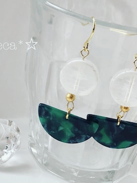 「大ぶりピアス」｜「アイテム（アクセサリー）」を使った、eureca*☆さん（レディース・160cm）の春コーディネート