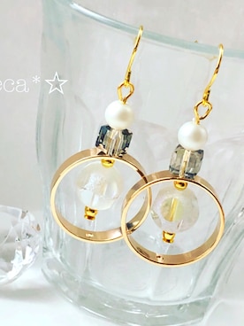 「大ぶりピアス」｜「アイテム（アクセサリー）」を使った、eureca*☆さん（レディース・160cm）の春コーディネート