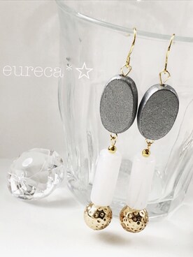「大ぶりピアス」｜「アイテム（アクセサリー）」を使った、eureca*☆さん（レディース・160cm）の春コーディネート