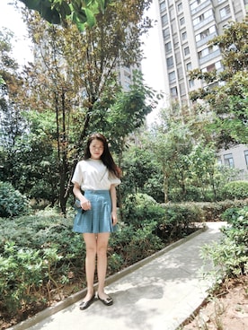 「CHARLES & KEITH（チャールズ & キース）のアイテム（財布/小物）」を使った、Phlluさん（レディース・160cm）の夏コーディネート