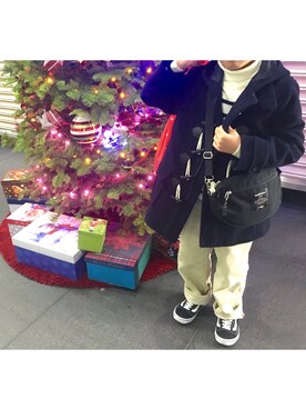 「COMME CA ISM（コムサイズム）のアイテム（ダッフルコート）」を使った、tartanさん（キッズ・110cm）の冬コーディネート