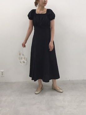 「one after another NICE CLAUP（ワンアフターアナザーナイスクラップ）のアイテム（バレエシューズ、ゴールド系）」を使った、ホソヤヤスコさん（レディース・161cm）の夏コーディネート