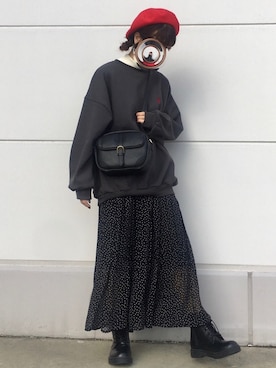 「アパレルスタッフ」｜「アイテム（スウェット）」を使った、ノノさん（レディース・153cm）の冬コーディネート