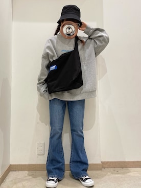 「アパレルスタッフ」｜「アイテム（スウェット）」を使った、ノノさん（レディース・153cm）の冬コーディネート